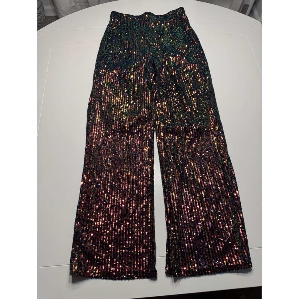 Women’s Blue B Sequin Sheer Palazzo Pants Size Small New With Tags - Rainbow